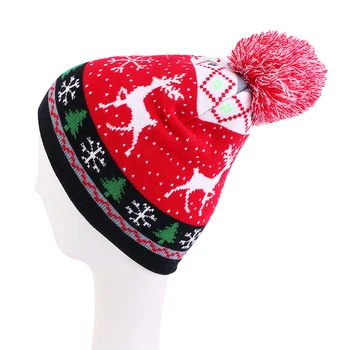 Рождественский свитер-Бини, Вязаная шапка для женщин, Зимняя шапка, украшения для дома, Рождественская шапка, подарок Санта-Клаусу, Новогодний декор 4