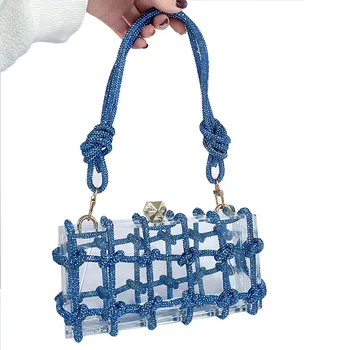 Роскошный акриловый клатч на веревке, украшенный кристаллами, Модная вечерняя сумочка со стразами, женские маленькие кошельки 4