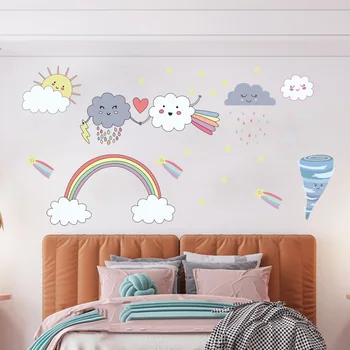 Светящееся облако Наклейка на стену Съемные клейкие потолочные художественные наклейки для украшения детской комнаты MAZI888 4