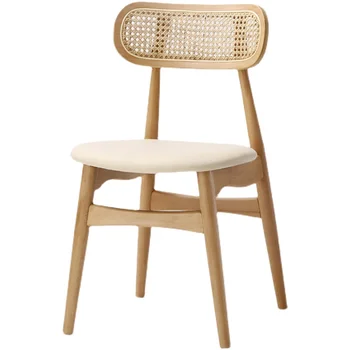 Скандинавский дизайнерский стул Ins со спинкой, имитирующей ротанг, из массива дерева, стулья для кафе, учебы, отдыха, обеденные стулья для разных сценариев использования 4