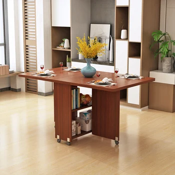 Складной обеденный стол для кухонной мебели Simple Asy Многофункциональный Выдвижной Массивный Обеденный стол на 4-6 Персон 4