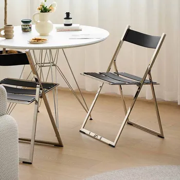 Современные минималистичные Обеденные стулья С металлическими Ножками, Экономящие пространство Уличные кресла для отдыха, Дизайнерская Складная мебель для дома Sillas De Comedor 4