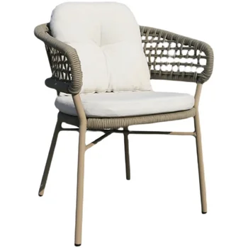 Стол и стул из высококачественного алюминиевого сплава, терраса во внутреннем дворе виллы, сочетание обеденного стола и стула, сплетенных из водонепроницаемой веревки 4