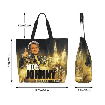 Сумки для покупок Johnny Hallyday, сумки для покупок, изготовленные на заказ французской рок-певицей, холщовая сумка для покупок, сумки большой емкости 4