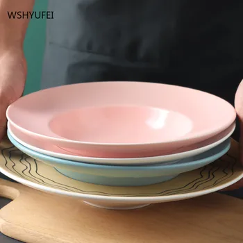 Тарелка для пасты в европейском стиле, соломенная шляпа, скандинавская керамическая посуда, миска для пасты, домашняя суповая тарелка в западном стиле, изысканная посуда 4