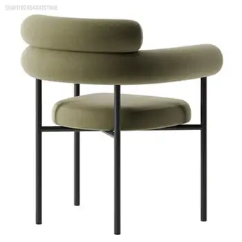 Хит продаж, кофейня в новом стиле, скандинавский легкий роскошный металлический минималистичный обеденный стул, дизайнерский стул с простой спинкой, гостиничный дом 4