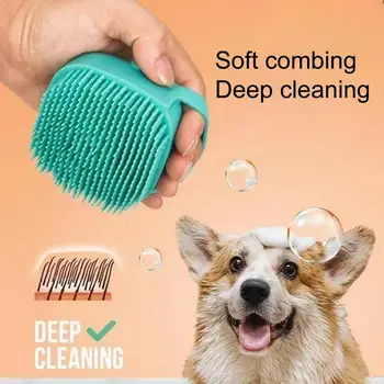 Щетка для мытья собак в ванной, щетка для мытья домашних животных и шампуня, расческа для ухода за шерстью, Силиконовая Расческа для чистки шерсти собак, аксессуары для собак 4