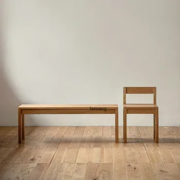 Японские обеденные стулья Кухонная мебель Мебель для дома из массива дуба Простой дизайнерский стул для макияжа с одной спинкой для спальни 4