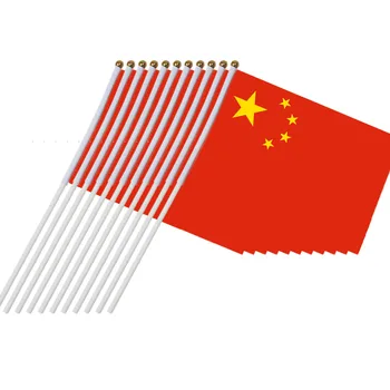14x21cm 10шт Маленький китайский флаг, размахивающие вручную флаги с Пластиковыми Флагштоками, Парад Активности, Спортивное Украшение дома NC005 5