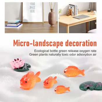 8 шт./лот, миниатюрные фигурки красных рыб, декоративные мини-сказочные садовые животные, украшения для микроландшафта из мха, детская игрушка из смолы 5