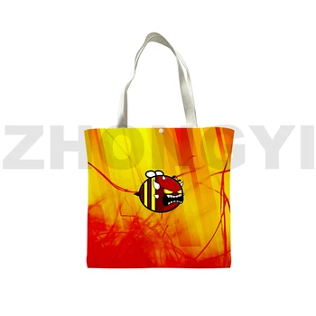 Angry Geometry Dash 3D Складная сумка для покупок, женские ручные сумки, кавайная холщовая сумка, сумки-тоут для женщин, подростковая сумка из аниме на плечо 5