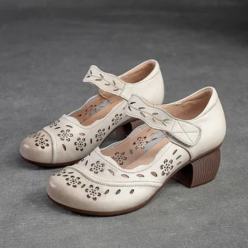 GKTINOO / 2023, Весна-осень, Новая обувь на платформе из натуральной кожи в стиле ретро, женские туфли-лодочки, Обувь с мягкой подошвой на высоком каблуке, Женские дизайнеры 5