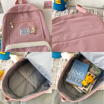 KUZAI Новый женский рюкзак с водонепроницаемой пряжкой, модный повседневный милый школьный рюкзак Для девочек-подростков, сумка для студентов колледжа, рюкзак на плечо 5