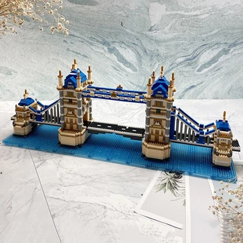 PZX 9919 Мировая Архитектура Лондонский Тауэрский Мост Река Темза 3D Мини Алмазные Блоки Кирпичи Строительная Игрушка Для Детей Подарок Без Коробки 5