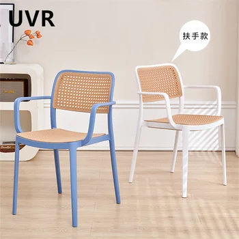UVR Высококачественные ресторанные стулья, уличные пластиковые стулья из искусственного ротанга, спинки для дома, Офисные стулья, Штабелируемые обеденные стулья 5