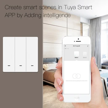 ZigBee 1-3 Gang Smart Scene Switch Кнопочный, Работает От аккумулятора, Автоматизация, Беспроводное приложение Tuya Smart Life APP Google Home Alexa Control 5