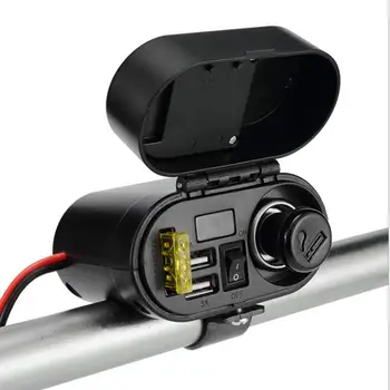 Автомобильное зарядное устройство для мотоцикла Водонепроницаемое Двойное зарядное устройство USB 12-24 В Универсальное 5