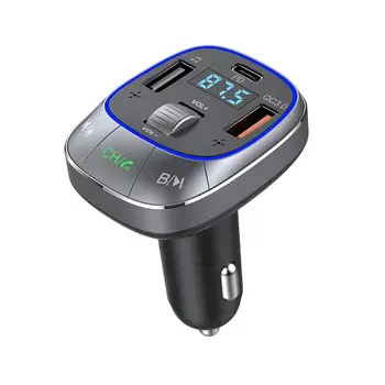 Автомобильный адаптер Bluetooth с двойным микрофоном, Быстрое зарядное устройство, Громкая связь, Низкое энергопотребление, музыкальный плеер V5.0, FM-передатчик для автомобиля 5