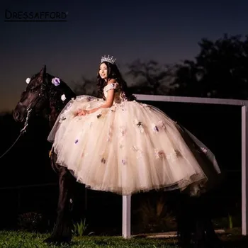 Бальное платье принцессы, пышные платья с цветочными аппликациями, милое платье 16, праздничное платье 5