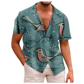 Винтажные этнические рубашки Для мужчин 2023, Летняя повседневная Свободная рубашка на пуговицах с коротким рукавом, мужская дизайнерская одежда, майки, бесплатная доставка 5