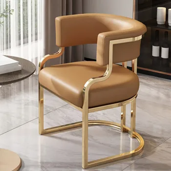 Дизайнерское кресло, Обеденный стул, Роскошные Золотые Напольные Мобильные Обеденные стулья, Скандинавская Кожаная Кухонная мебель Sedie Pranzo Moderne 5