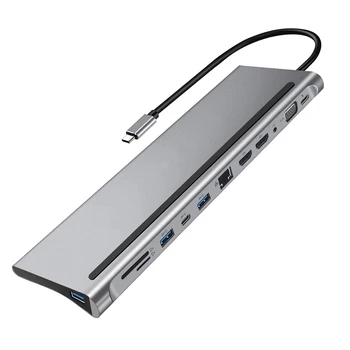 Док-Станция Для Ноутбука Type C USB C Dock Dual HDMI-совместимый Адаптер VGA USB-Концентратора для HP Elitebook Dell XPS Lenovo ThinkPad Asus 5