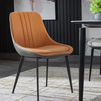 Итальянский минималистичный Вращающийся обеденный стул, Дизайнерский стул для домашнего стола, кожаный стул для ресторана в отеле, повседневный стул со спинкой 5