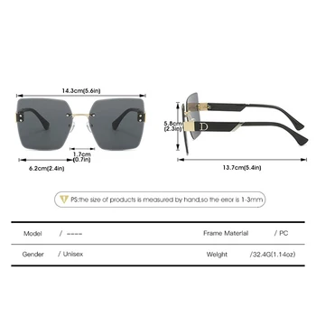 Квадратные солнцезащитные очки без оправы для женщин модные бескаркасные роскошные брендовые дизайнерские градиентные очки для мужчин V400 Очки унисекс 5