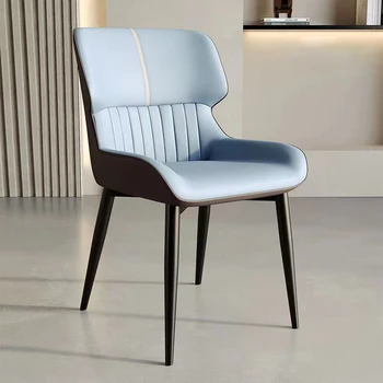 Кожаные Современные обеденные стулья Дизайнерский Металл Relax Роскошные обеденные стулья с тщеславием в стиле Фанк Офисные наборы для столовой Sedie Pranzo Moderne 5