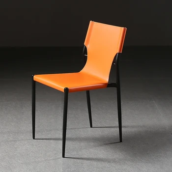 Кожаные серые обеденные стулья в скандинавском стиле, современный минималистичный Удобный шезлонг, Офисная кухня, патио, мебель для дома Silla Comedor 5