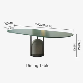 Кухонный обеденный стол, покрытый зеленым лаком для выпечки, рабочий стол из прочной углеродистой стали, массив дерева, прямоугольный стол Tavolo Pranzo Furniture 5