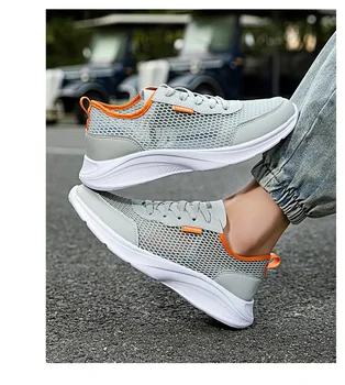 Мужские кроссовки для бега, нескользящая легкая обувь для ходьбы, уличная дышащая удобная спортивная обувь из сетки 5