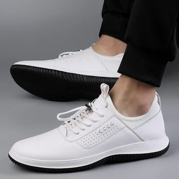 Мужские туфли для гольфа из натуральной кожи, Черные, белые мужские кроссовки для гольфа, Кожаные мужские туфли для гольфа хорошего качества 5