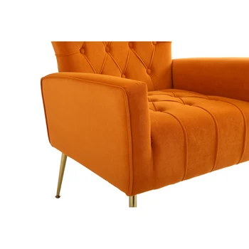 Оранжевое современное акцентное кресло с пуфиком, удобное кресло для гостиной, спальни, квартиры, офиса 5