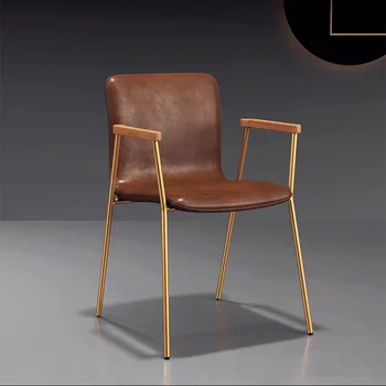 Простой обеденный стул с откидной спинкой, Современный дизайнерский офисный стул в стиле ЛОФТ из железа в скандинавском ретро-индустриальном стиле, высококлассный кофейный стул 5