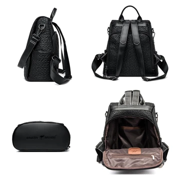 Противоугонный рюкзак из качественной кожи, женская мода, женский дорожный рюкзак большой емкости, школьная сумка для девочек, mochila feminina 5