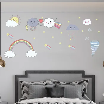 Светящееся облако Наклейка на стену Съемные клейкие потолочные художественные наклейки для украшения детской комнаты MAZI888 5