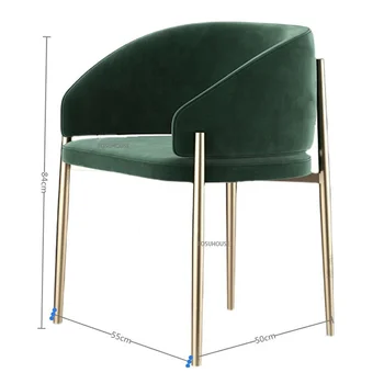 Скандинавская мебель Тканевые обеденные стулья для кухни Домашний легкий роскошный гостиничный металлический шезлонг с простым подлокотником сзади обеденный стул 5