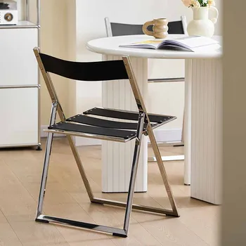 Современные минималистичные Обеденные стулья С металлическими Ножками, Экономящие пространство Уличные кресла для отдыха, Дизайнерская Складная мебель для дома Sillas De Comedor 5