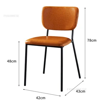 Современные минималистичные кожаные обеденные стулья для кухонной мебели, Дизайнерский обеденный стул из фланели, Складывающиеся стулья со спинкой 5