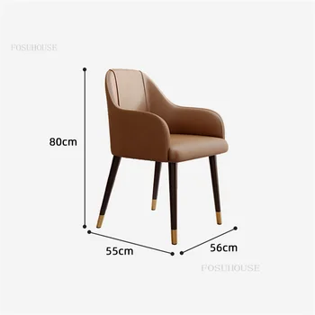 Современные простые кожаные обеденные стулья для кухонной мебели, роскошное домашнее обеденное кресло, дизайнерские стулья для отдыха со спинкой 5