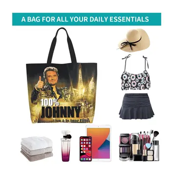 Сумки для покупок Johnny Hallyday, сумки для покупок, изготовленные на заказ французской рок-певицей, холщовая сумка для покупок, сумки большой емкости 5