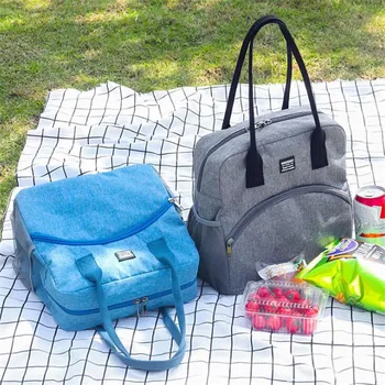 Термосумки для ланча и ужина, сумка большой емкости, коробка для завтрака для пикника, для школьников, Удобная сумка для ланча, сумка-тоут, сумка для еды 5