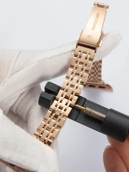 Тонкий браслет из розового золота для Apple Watch 8 7 41 45 мм Ultra 49 мм Женский Металлический ремешок для iWatch Серии 6 5 4 SE 3 2 1 40 44 мм 38 42 мм 5