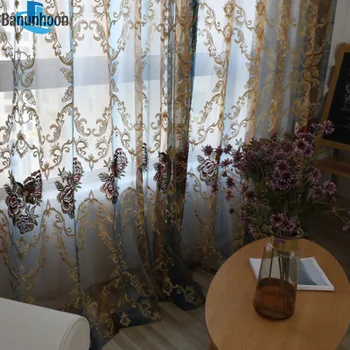 Шторы 2019 Европейская Цветочная ширма с вышивкой, Тюль для спальни, гостиной, балкона, Занавески из прозрачной ткани с отделкой из вуали 5