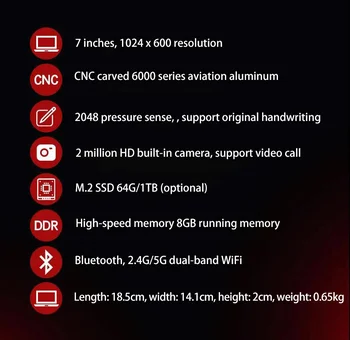 【Супер сделка】 Мини-ноутбук Pocket PC Intel Celeron J4105 7 дюймов 12 ГБ Оперативной памяти 1 ТБ SSD Ноутбук USB 3.0 Игровой Ноутбук Win10 / 11Pro WiFi 5